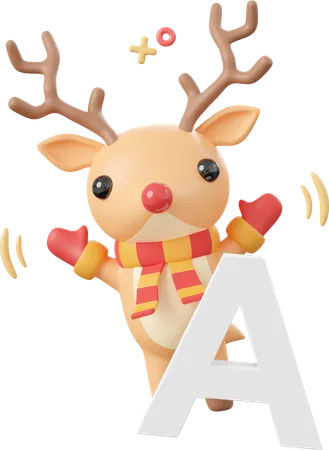 Reindeer With A Alphabet  3D Icon