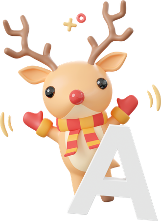 Reindeer With A Alphabet  3D Icon
