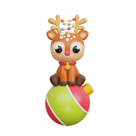 Reindeer With Christmas Ball  3D Icon