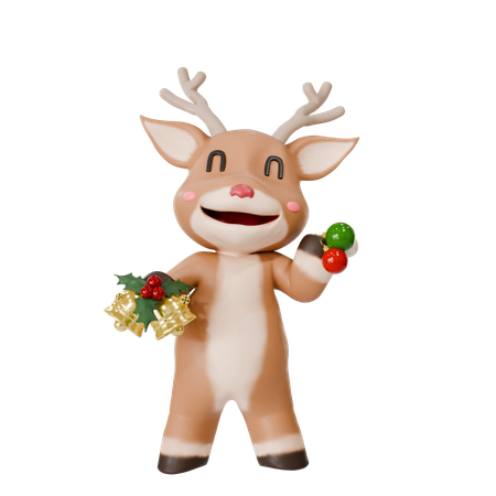 Reindeer With Christmas Decor  3D Icon