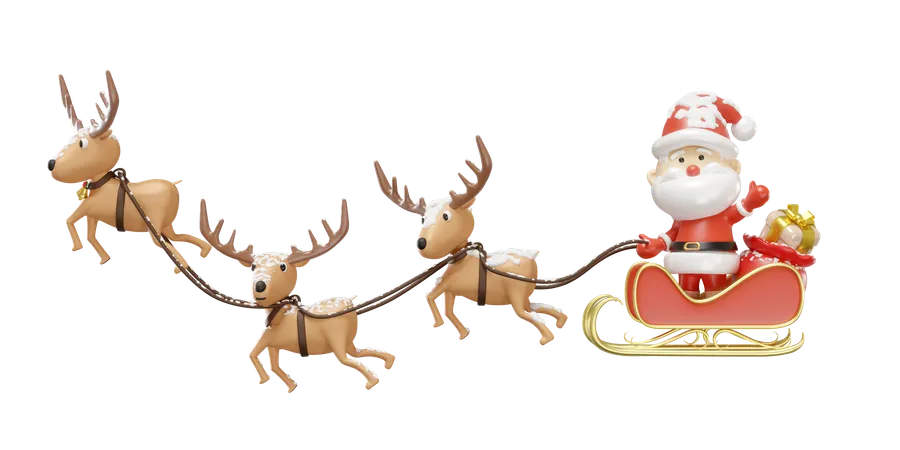 Reindeer With Santa Claus  3D Illustration