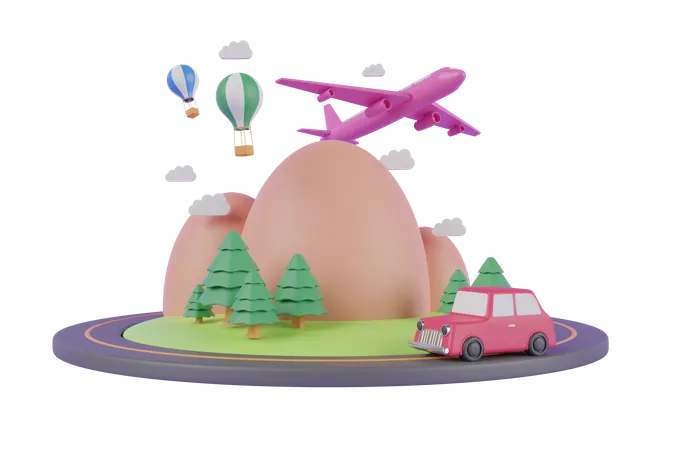 Mit dem Flugzeug reisen  3D Illustration