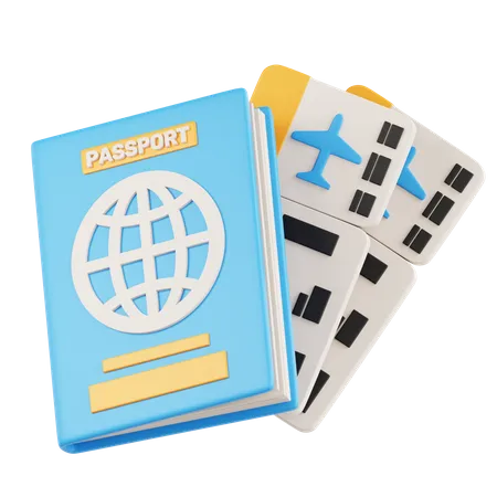 Reisepass und Ticket  3D Icon