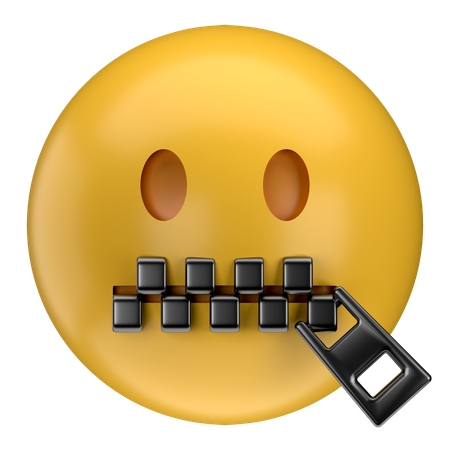 Reißverschluss-Mund-Emoji  3D Icon