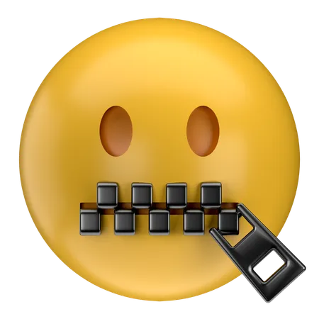 Reißverschluss-Mund-Emoji  3D Icon