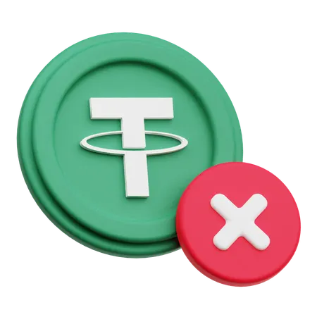 Reject Tether Crypto Coin  3D Icon