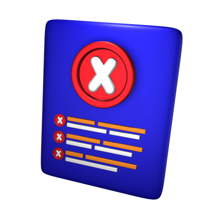 Rejected Document  3D Icon