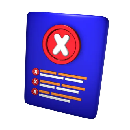 Rejected Document  3D Icon