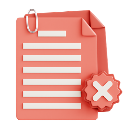 Rejected Document  3D Icon