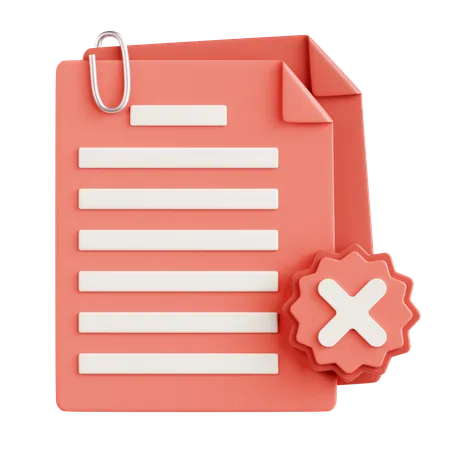 Rejected Document  3D Icon