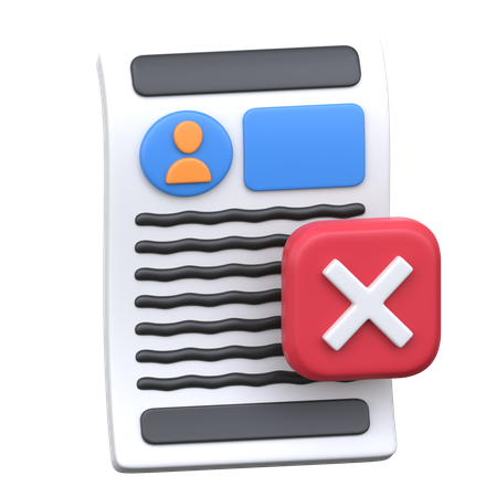 Rejected Document  3D Icon