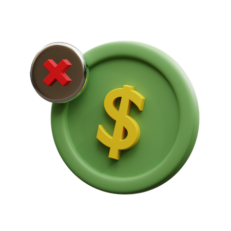 Rejected Dollar Coin  3D Icon