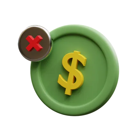 Rejected Dollar Coin  3D Icon