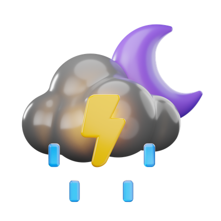 Relámpago lluvioso en la noche  3D Icon