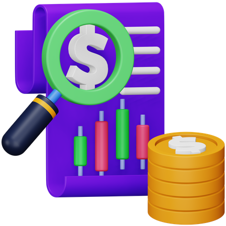 Relatório de análise do mercado de ações  3D Icon