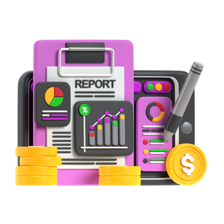 Relatório de negócios  3D Icon