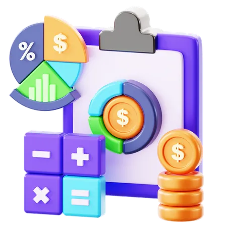 Relatório Financeiro  3D Icon