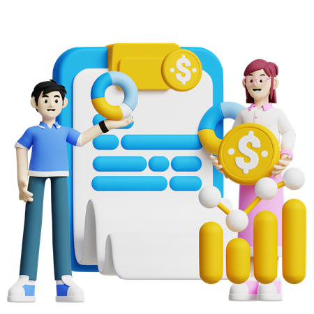 Relatório financeiro  3D Icon