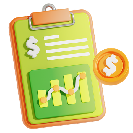 Relatório Financeiro e Análise de Gráficos  3D Icon