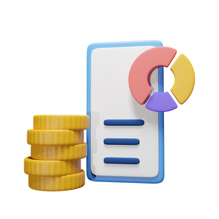 Relatório financeiro no dispositivo  3D Icon