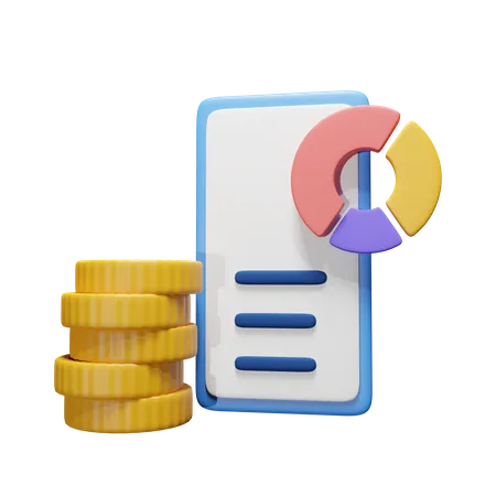 Relatório financeiro no dispositivo  3D Icon