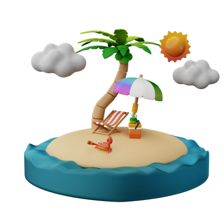 Relax Under The Palm Tree  3D Illustration