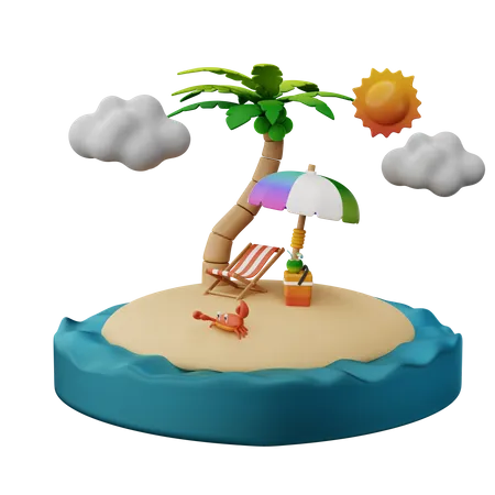 Relax Under The Palm Tree  3D Illustration