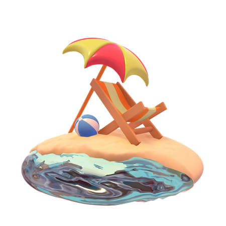 Relaxamento à beira-mar  3D Icon