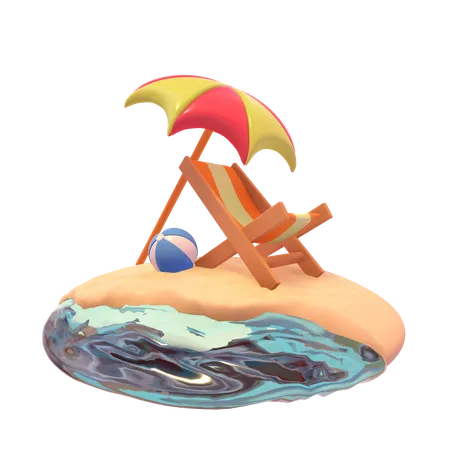 Relaxamento à beira-mar  3D Icon