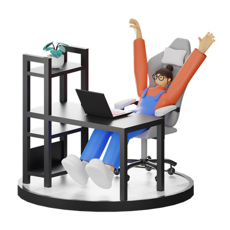 Relaxing after working  3D Illustration