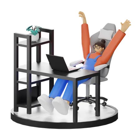 Relaxing after working  3D Illustration