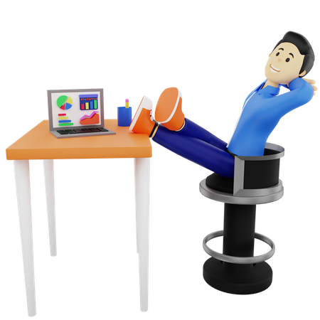 Relaxing at work  3D Illustration