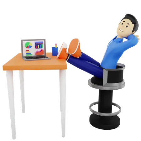 Relaxing at work 3D Illustration