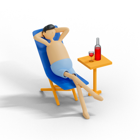 Relaxing On Beach  3D Illustration