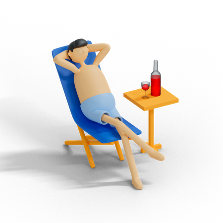Relaxing On Beach 3D Illustration
