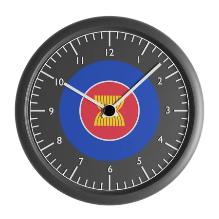 Relógio de parede com a bandeira da Associação das Nações do Sudeste Asiático  3D Icon
