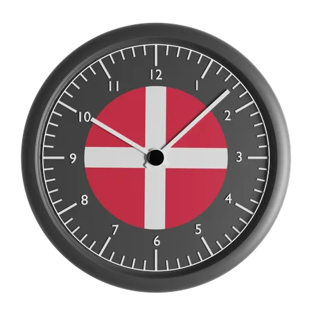 Relógio de parede com a bandeira da Dinamarca  3D Icon