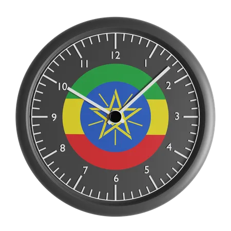 Relógio de parede com a bandeira da Etiópia  3D Icon