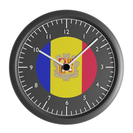 Relógio de parede com a bandeira de Andorra  3D Icon