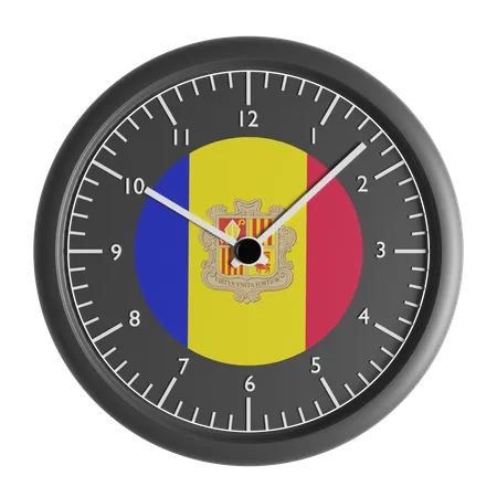 Relógio de parede com a bandeira de Andorra  3D Icon