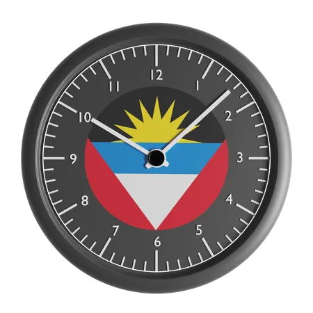 Relógio de parede com a bandeira de Antígua e Barbuda  3D Icon