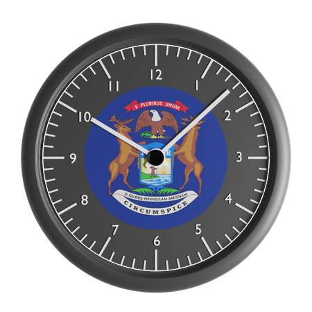 Relógio de parede com a bandeira de Michigan  3D Icon