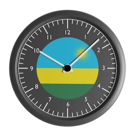 Relógio de parede com a bandeira de Ruanda  3D Icon