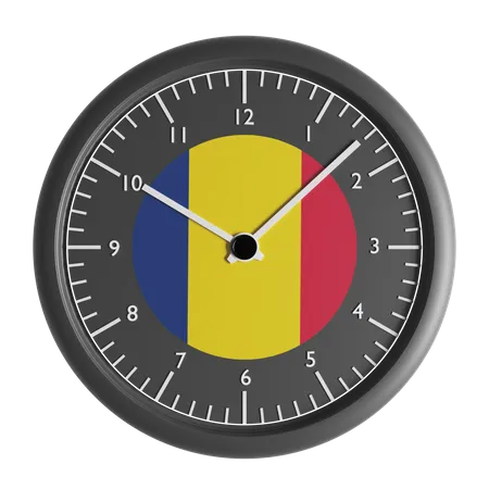 Relógio de parede com a bandeira do Chade  3D Icon