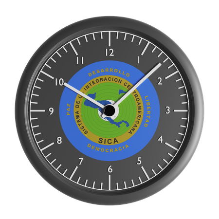 Relógio de parede com a bandeira do Sistema de Integração Centro-Americana  3D Icon