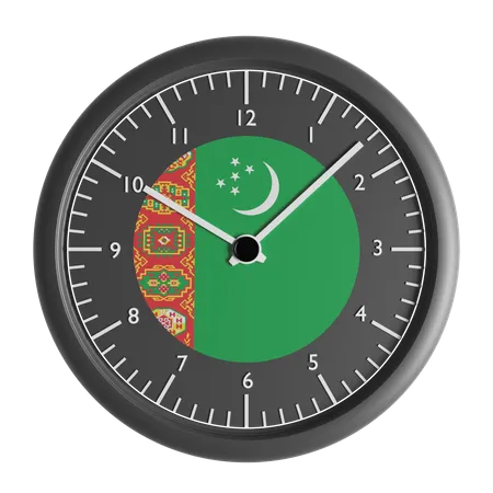 Relógio de parede com a bandeira do Turcomenistão  3D Icon