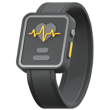 Smartwatch preto com indicador de frequência cardíaca  3D Icon