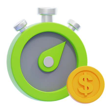 Reloj con signo de dólar  3D Icon