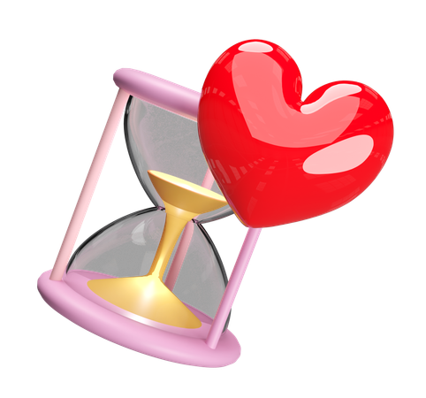 Reloj de arena con corazon  3D Illustration