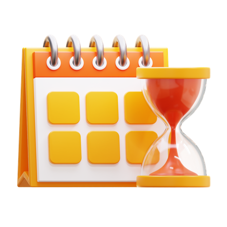 Reloj de arena y calendario  3D Icon